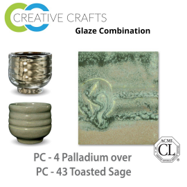 Palladium PC-04 over Toasted Sage PC-43 Pottery Cone 5 Glaze Combination
